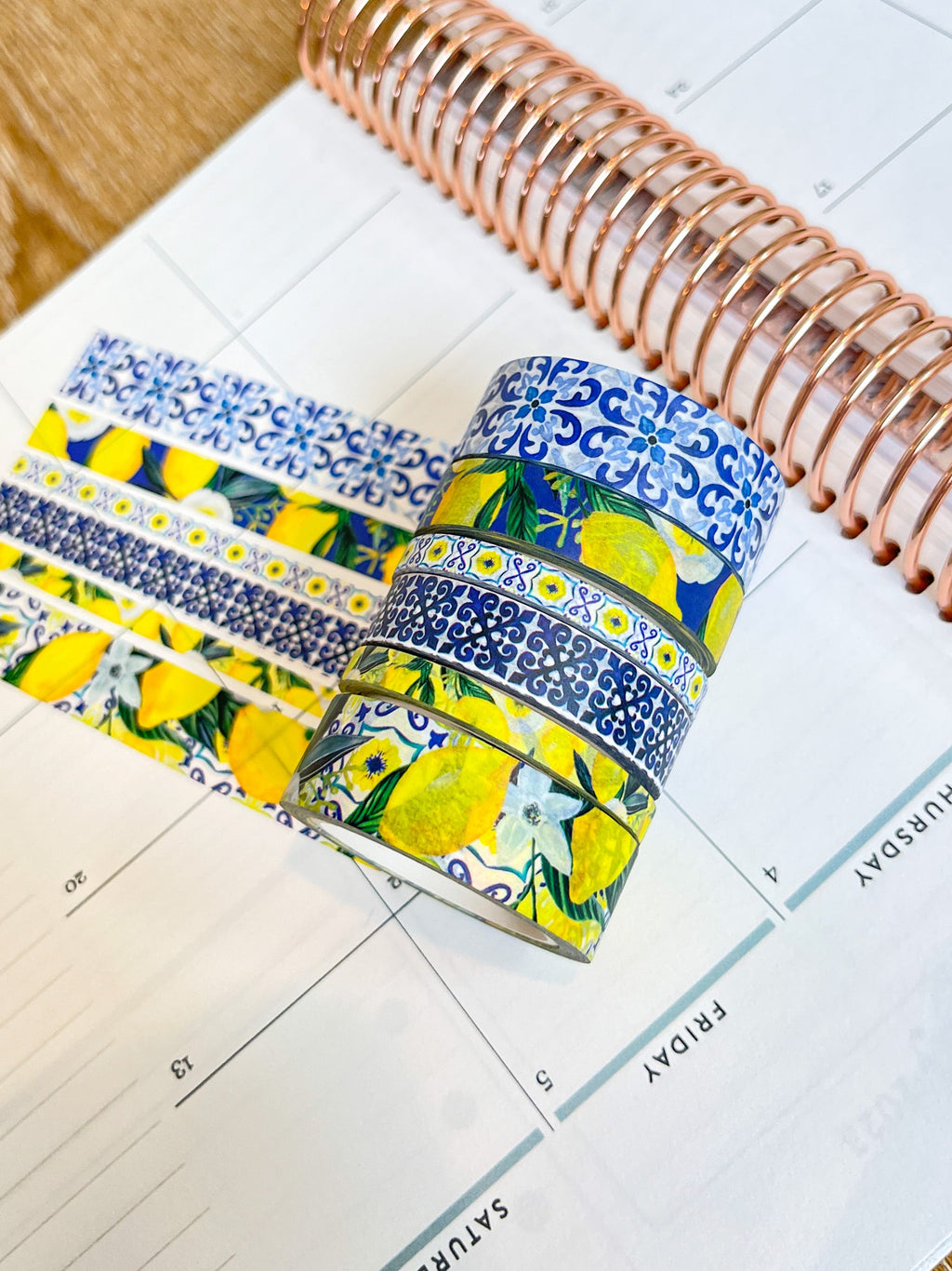 Lemons Italy Tuscany Sicilian Tiles Washi Tape Set (#W083)