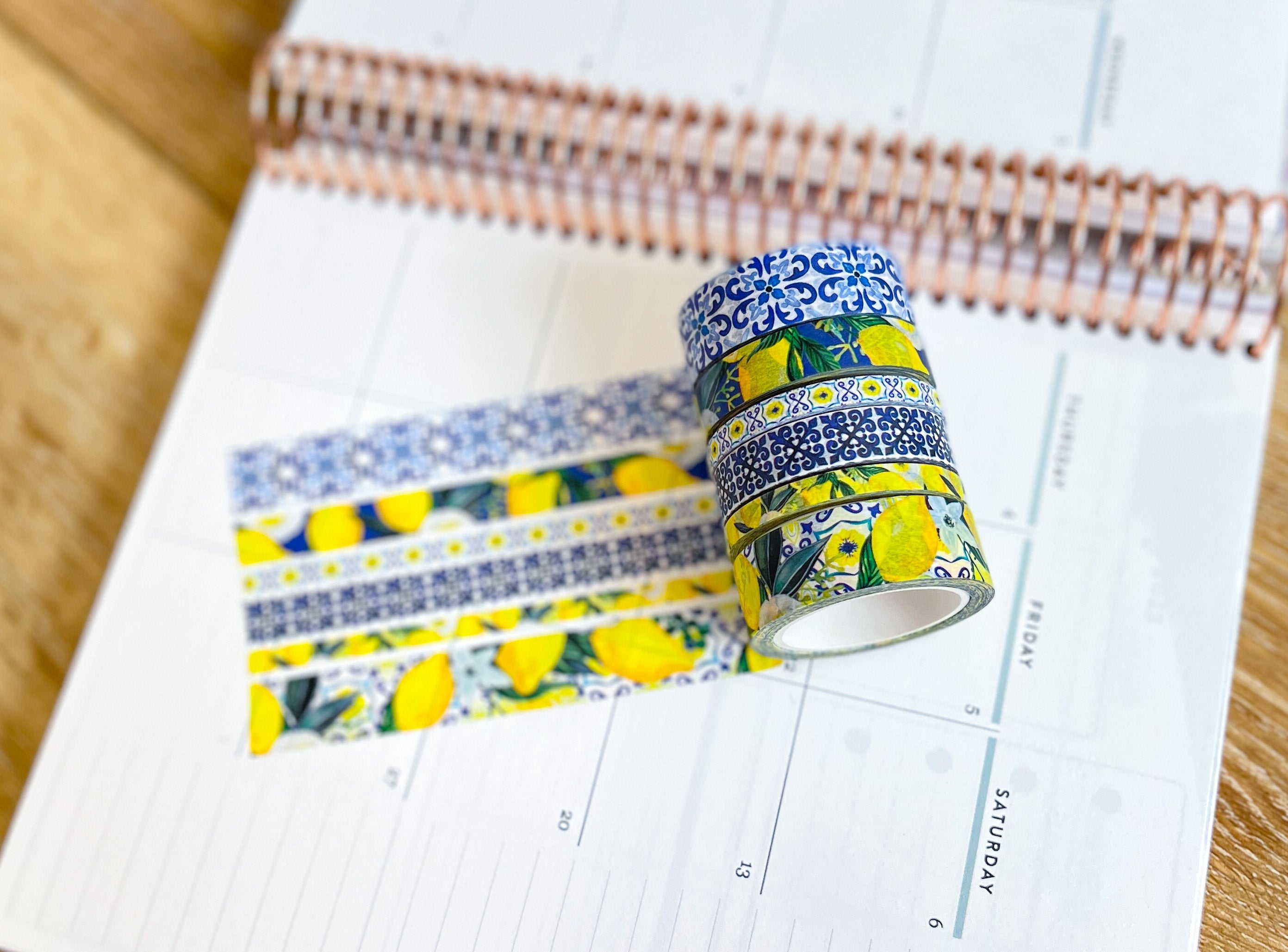 Lemons Italy Tuscany Sicilian Tiles Washi Tape Set (#W083)
