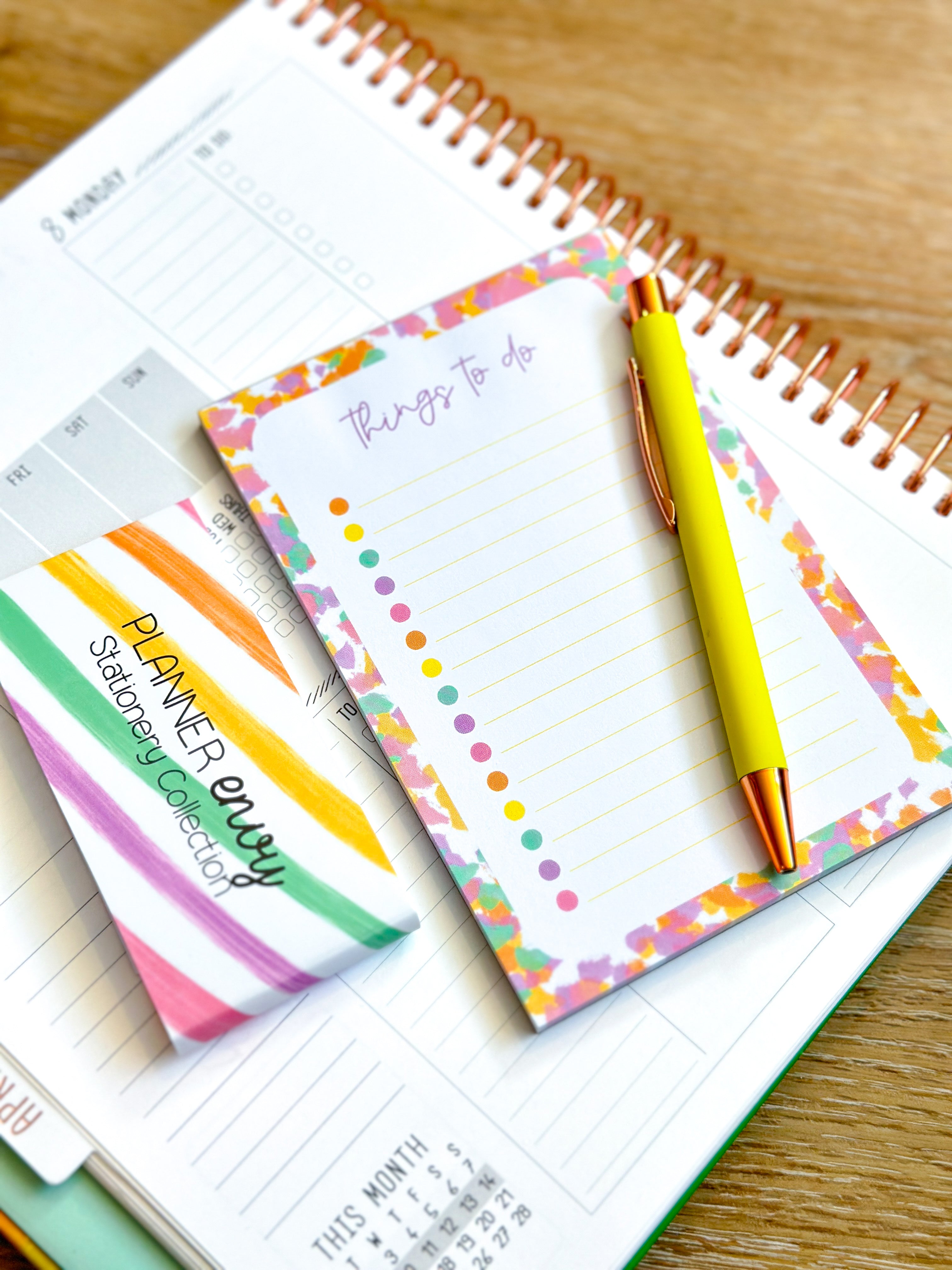 4x6 Rainbow Checklist Spring Notepad from our April 2024 Planner Envy Subscription Box.