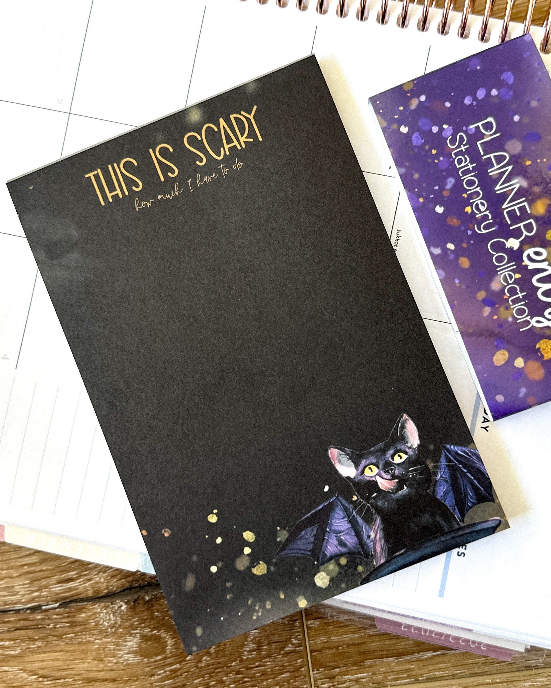Black Spooky Halloween Notepad. It's Scary How Much I have To Do List Pad - 4x6 Inches (*Notepad Only*)