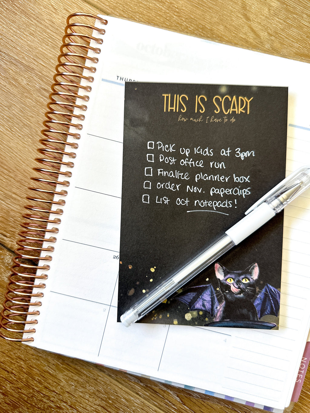 Black Spooky Halloween Notepad. It's Scary How Much I have To Do List Pad - 4x6 Inches (*Notepad Only*)