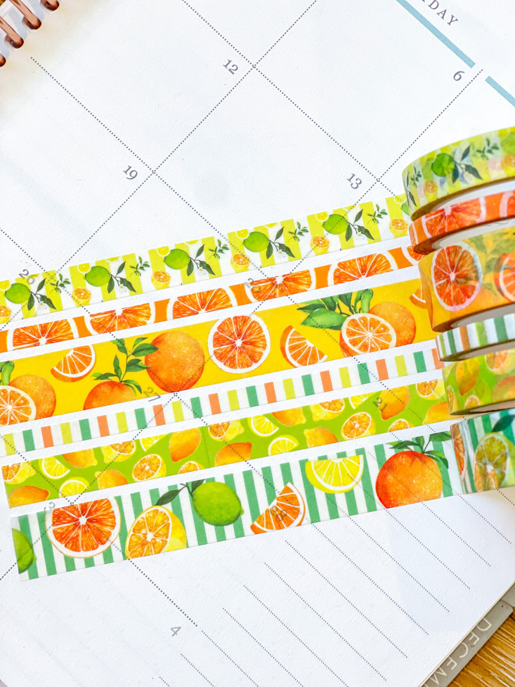 Lemons Limes & Oranges Summer Fruits Citrus Washi Tape Set (#W065)