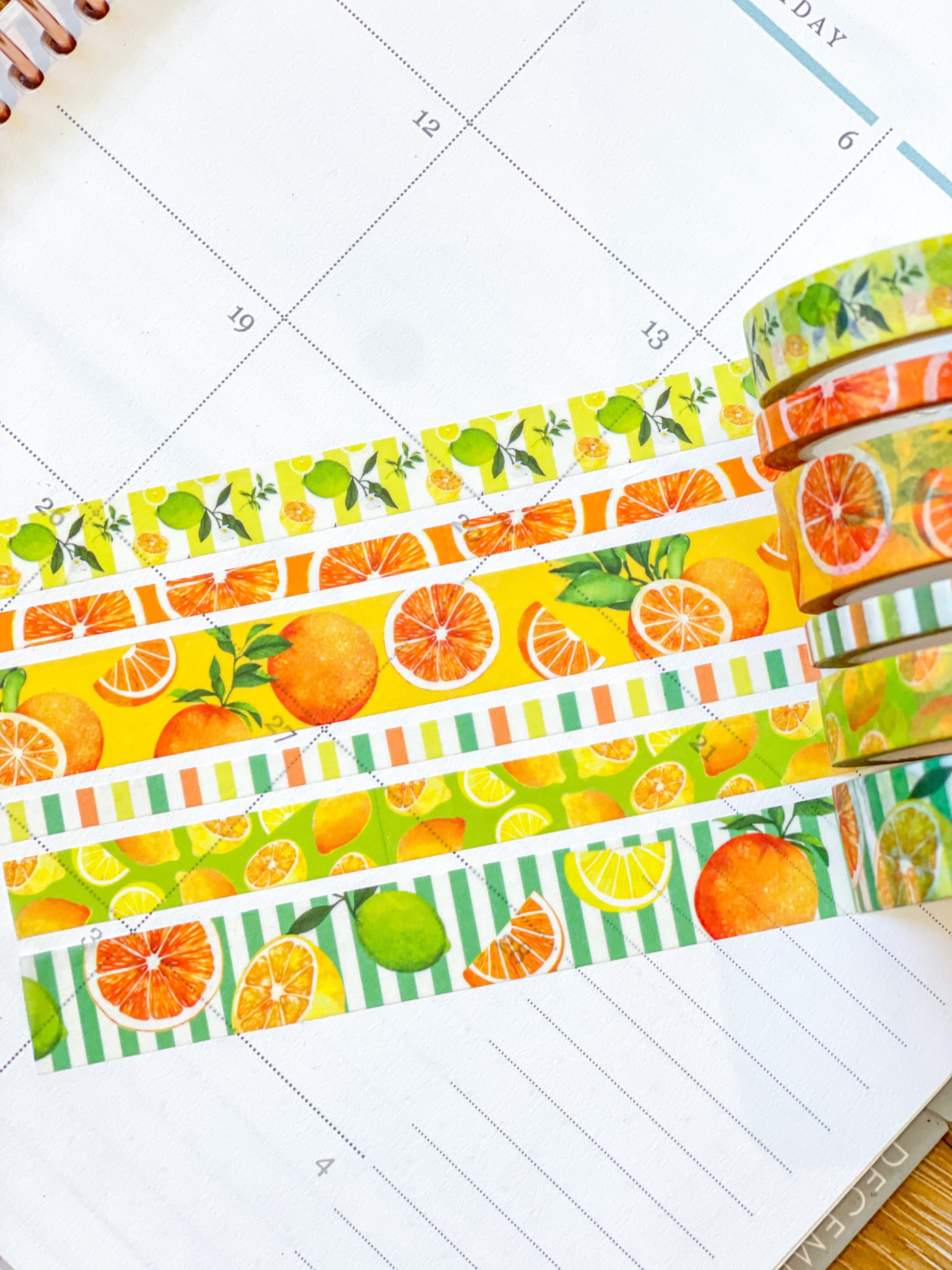 Lemons Limes & Oranges Summer Fruits Citrus Washi Tape Set (#W065)