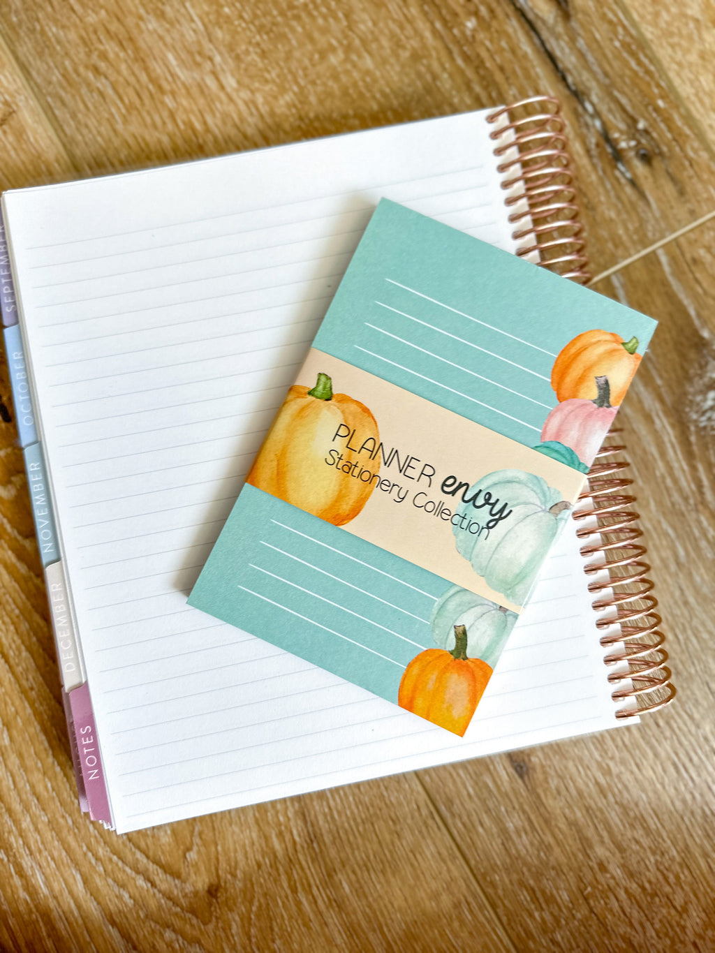 Pumpkins Fall Peach & Teal Notepad - 4x6 Inches (*Notepad Only*)