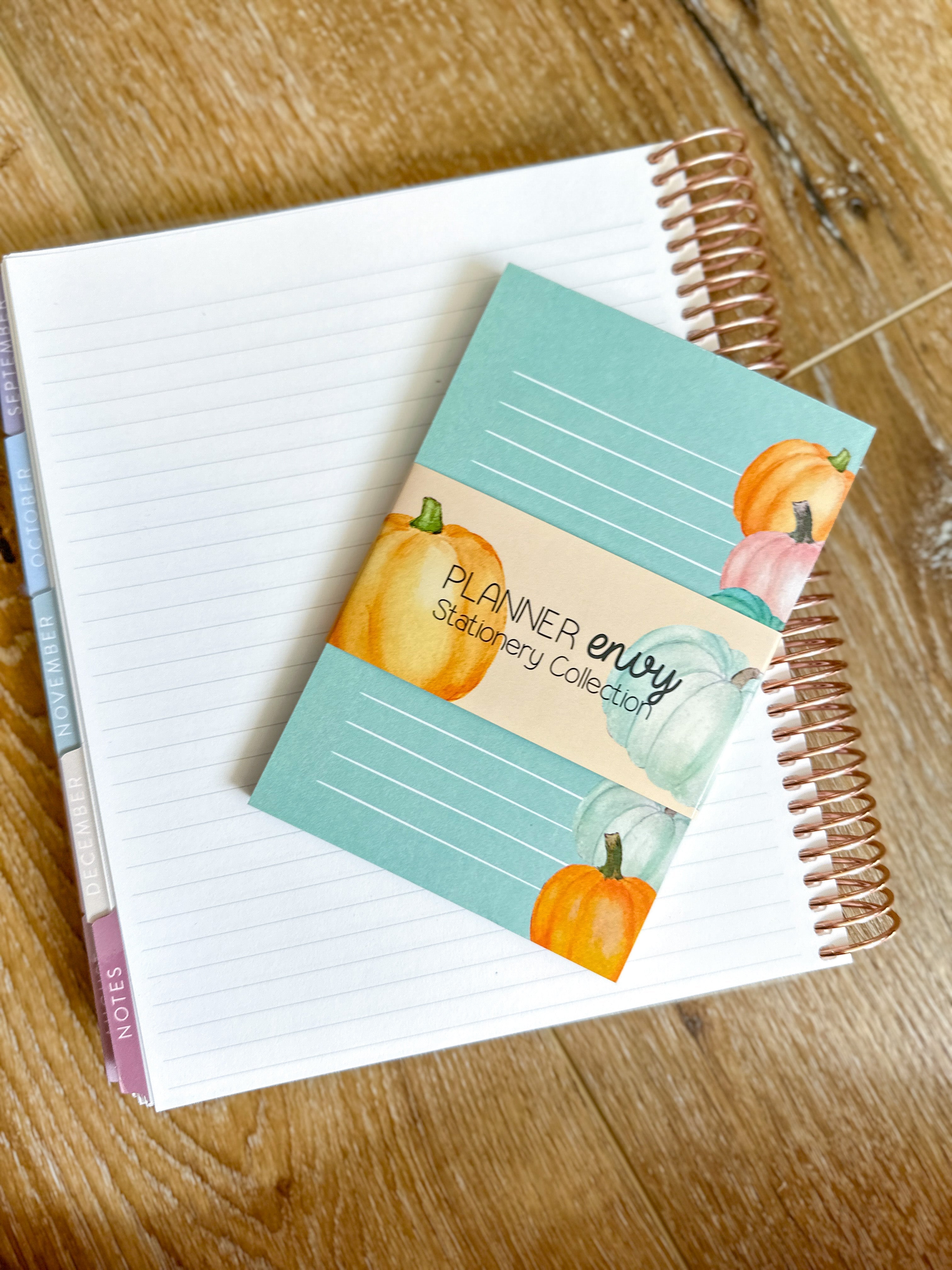 Pumpkins Fall Peach & Teal Notepad - 4x6 Inches (*Notepad Only*)