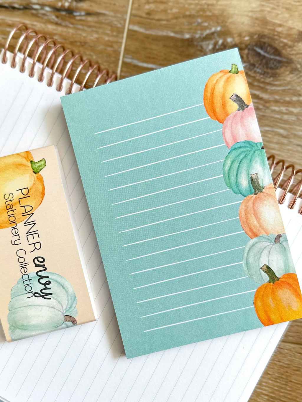 Pumpkins Fall Peach & Teal Notepad - 4x6 Inches (*Notepad Only*)
