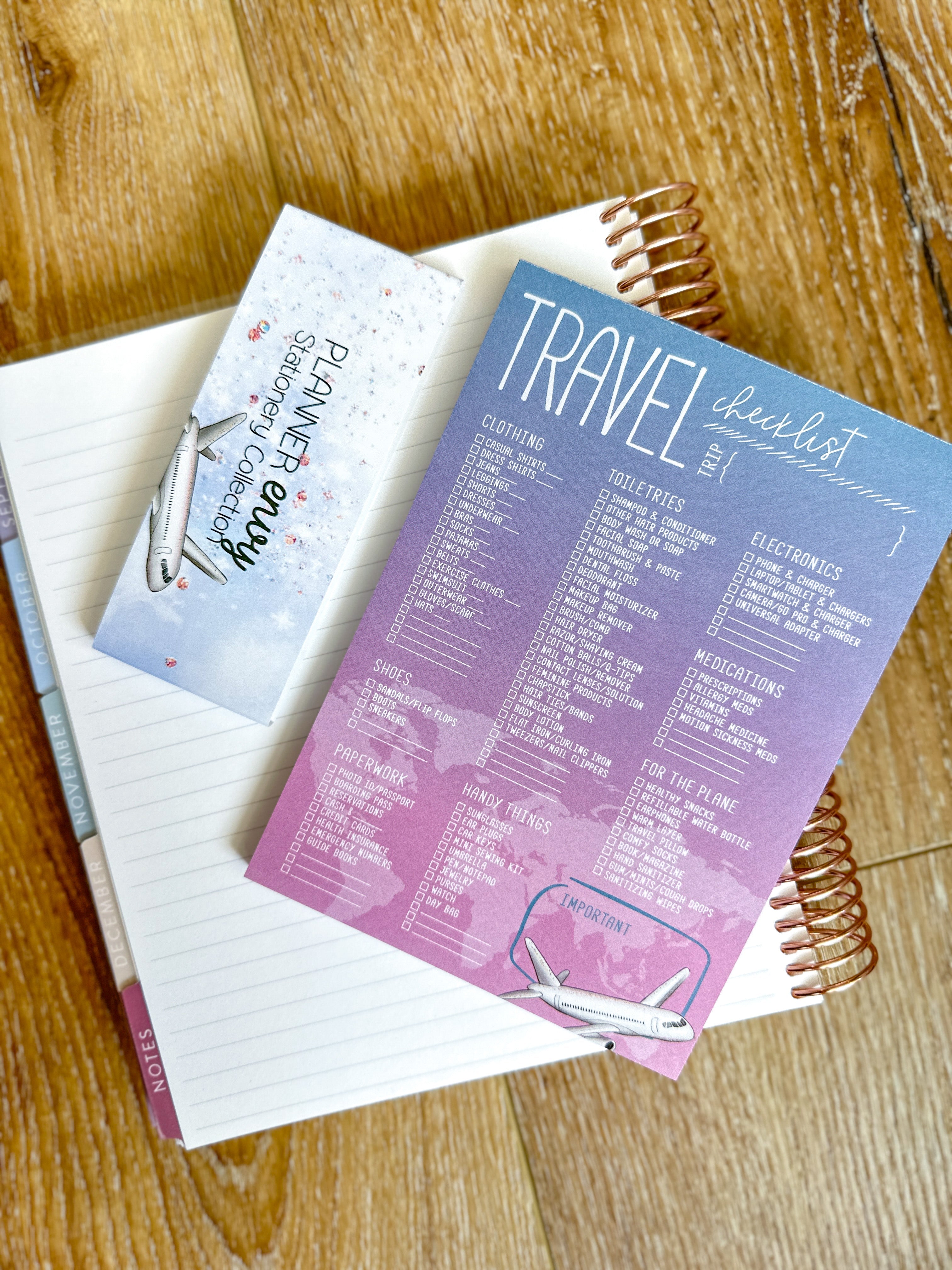Travel Essentials Checklist Things to Pack Notepad - 5x7 Inches (*Notepad Only*)