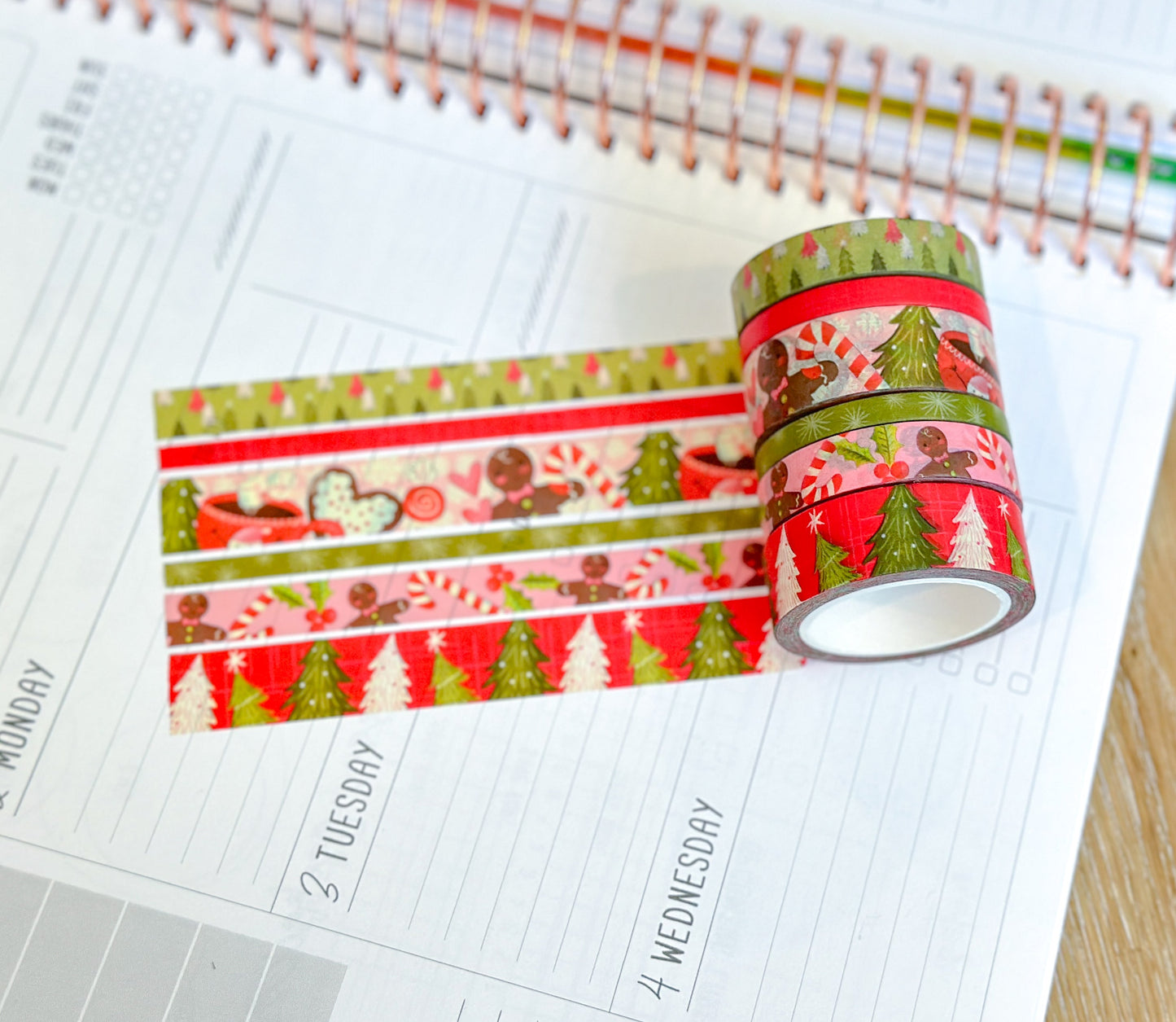 Christmas Gingerbread Man Cookies Trees Holidays Vintage Washi Tape Set December 2023 - W098