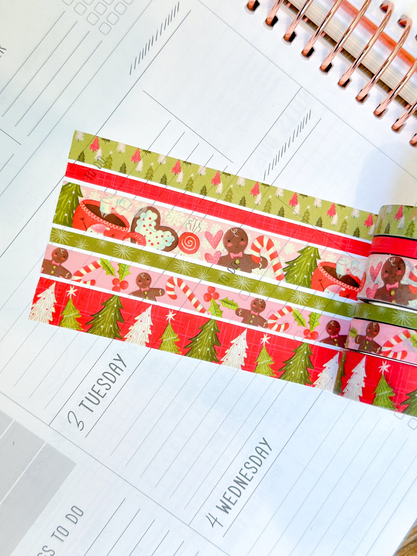 Christmas Gingerbread Man Cookies Trees Holidays Vintage Washi Tape Set December 2023 - W098
