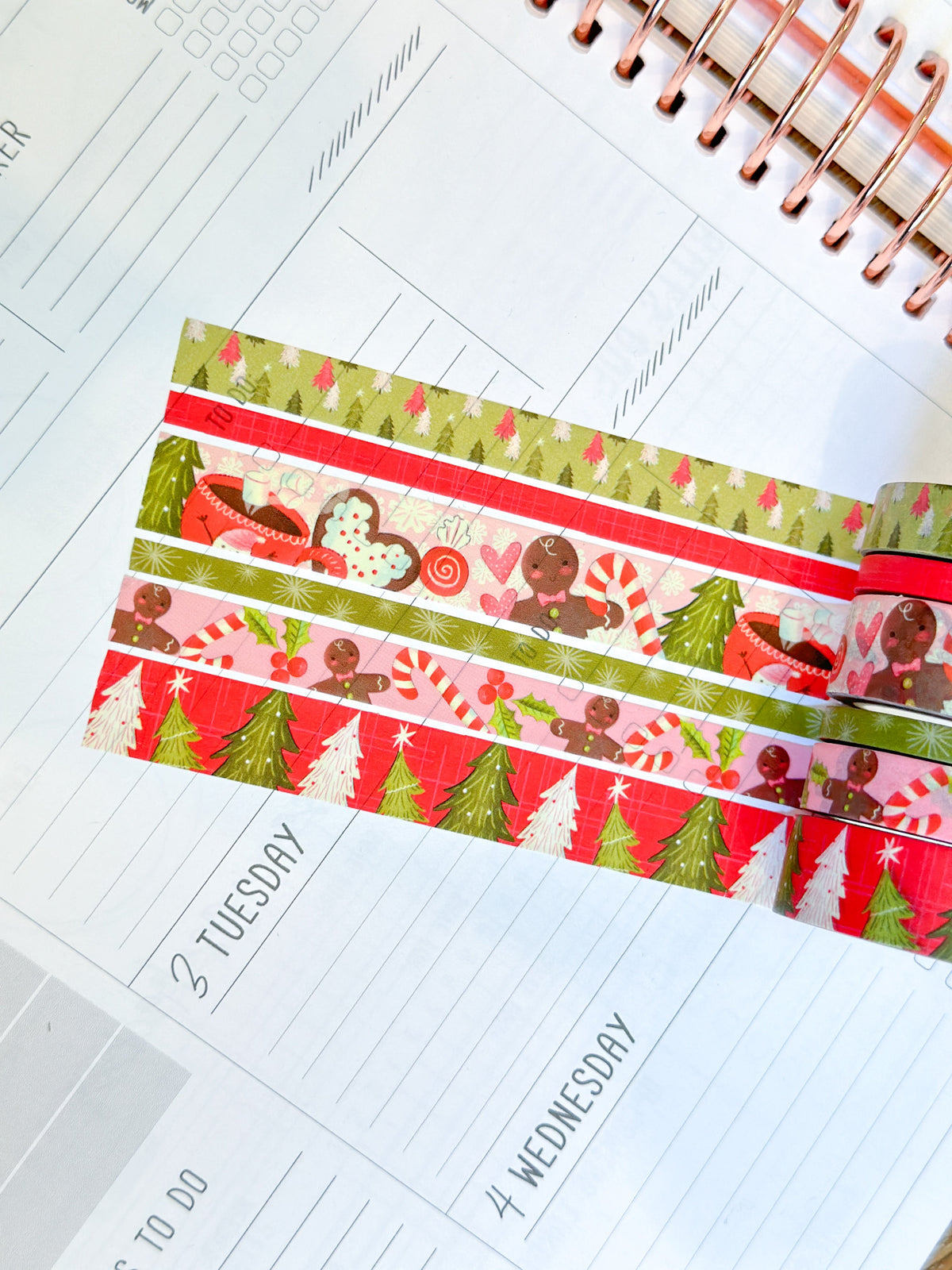 Christmas Gingerbread Man Cookies Trees Holidays Vintage Washi Tape Set December 2023 - W098