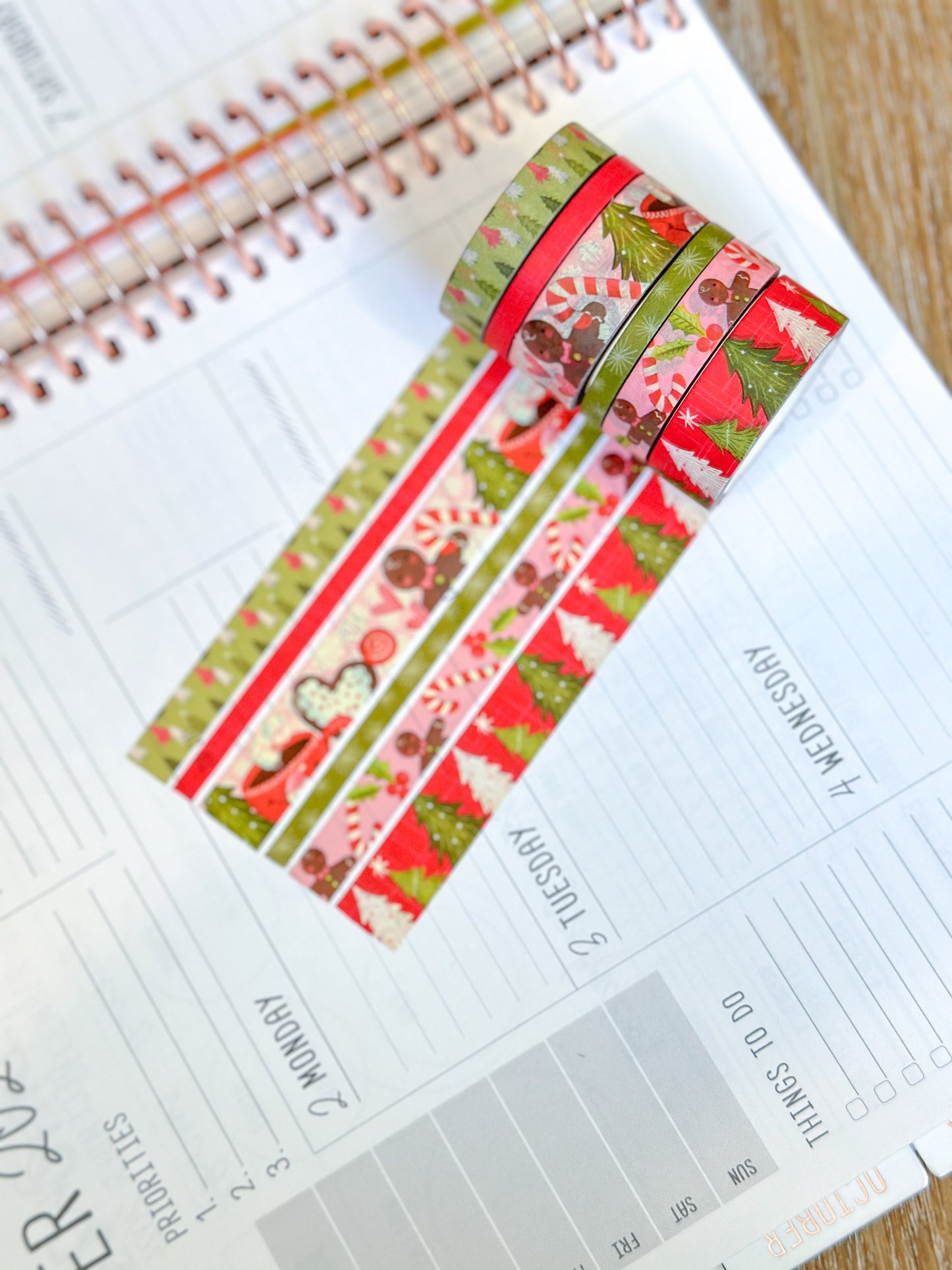 Christmas Gingerbread Man Cookies Trees Holidays Vintage Washi Tape Set December 2023 - W098