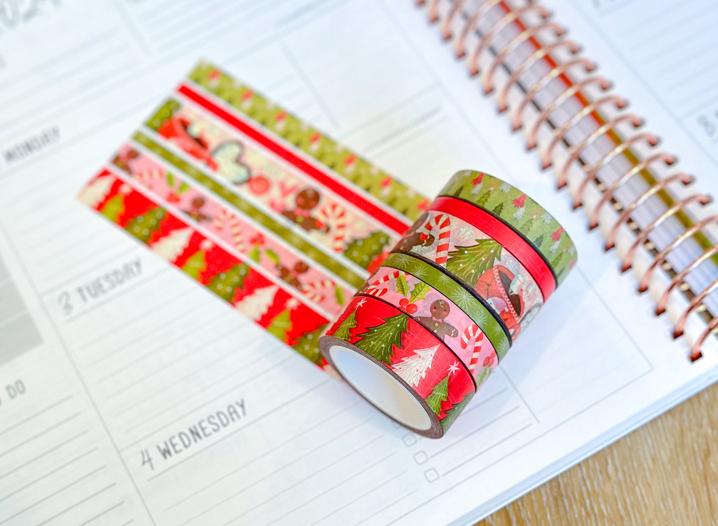 Christmas Gingerbread Man Cookies Trees Holidays Vintage Washi Tape Set December 2023 - W098