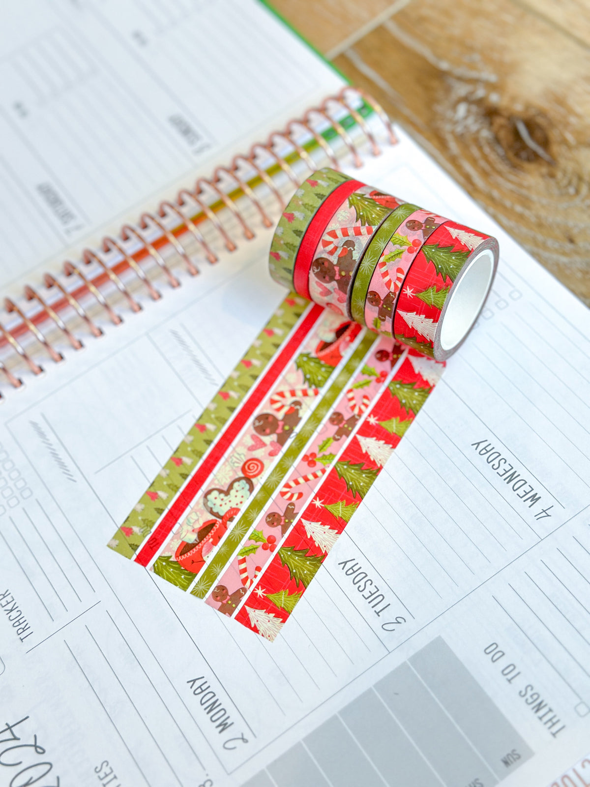Christmas Gingerbread Man Cookies Trees Holidays Vintage Washi Tape Set December 2023 - W098