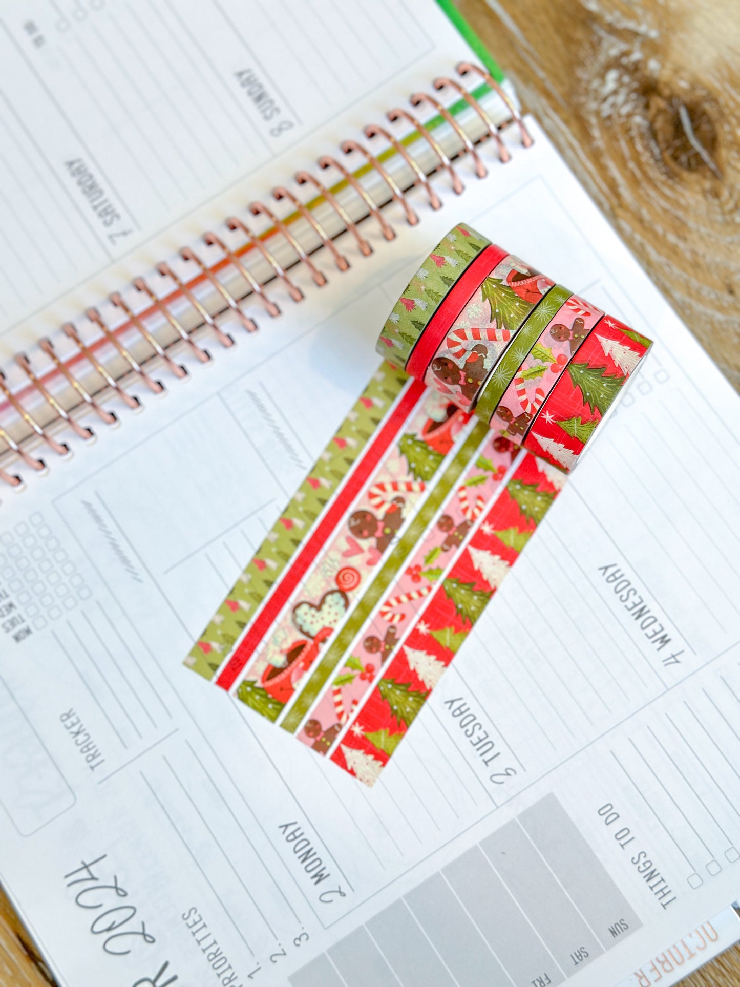 Christmas Gingerbread Man Cookies Trees Holidays Vintage Washi Tape Set December 2023 - W098