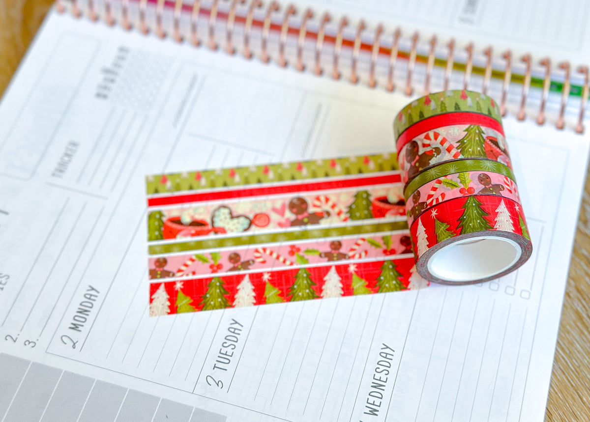 Christmas Gingerbread Man Cookies Trees Holidays Vintage Washi Tape Set December 2023 - W098
