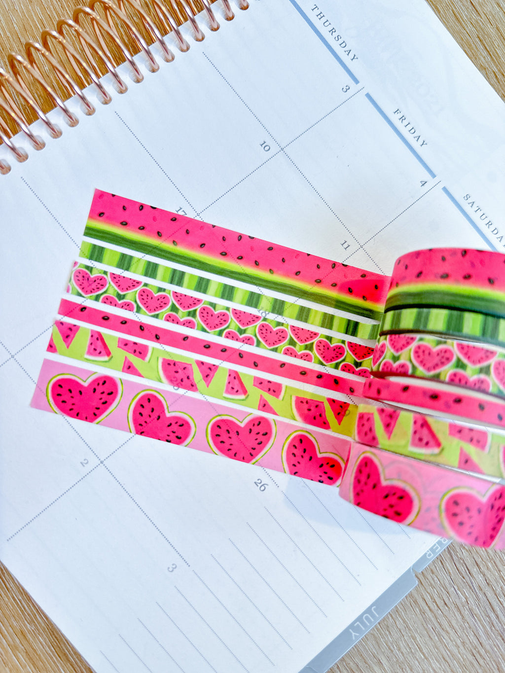 Watermelon Fruit Summer Pink & Green Washi Tape Set - W087