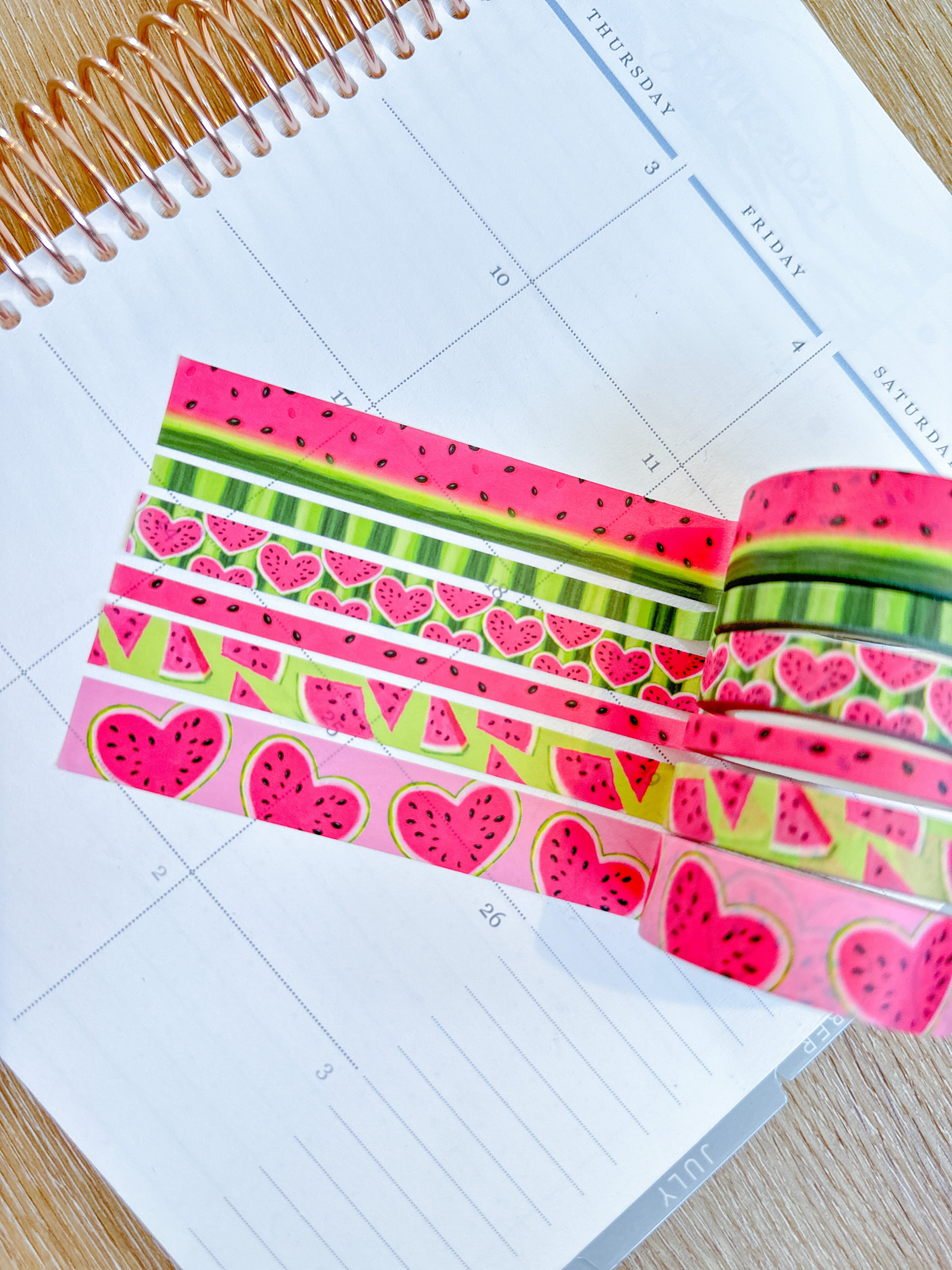 Watermelon Fruit Summer Pink & Green Washi Tape Set - W087