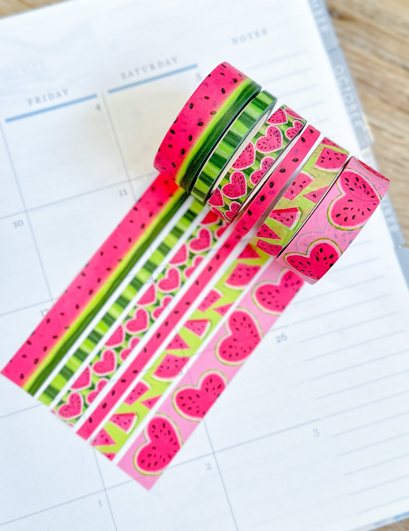 Watermelon Fruit Summer Pink & Green Washi Tape Set - W087