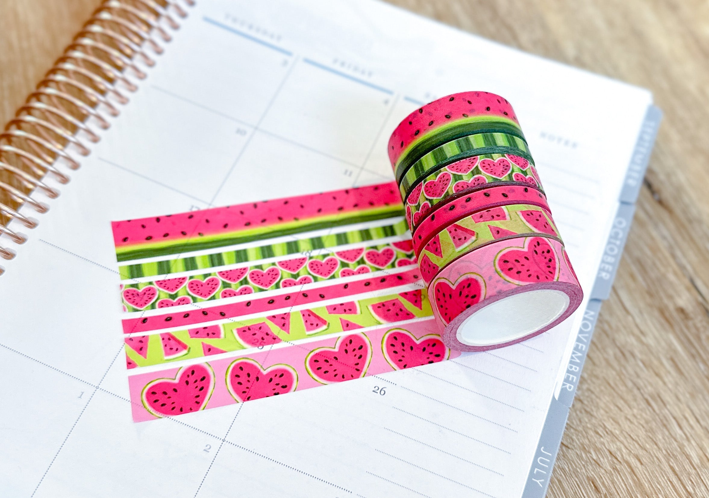 Watermelon Fruit Summer Pink & Green Washi Tape Set - W087