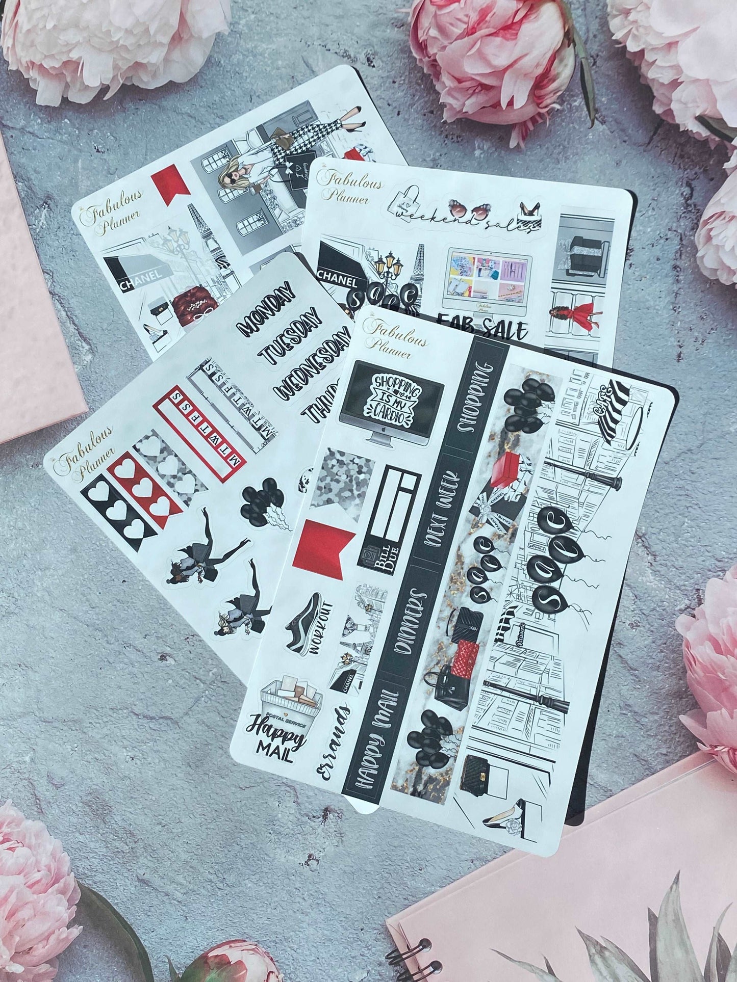 4 Sheets - Shopping is my Cardio Planner Stickers Kit