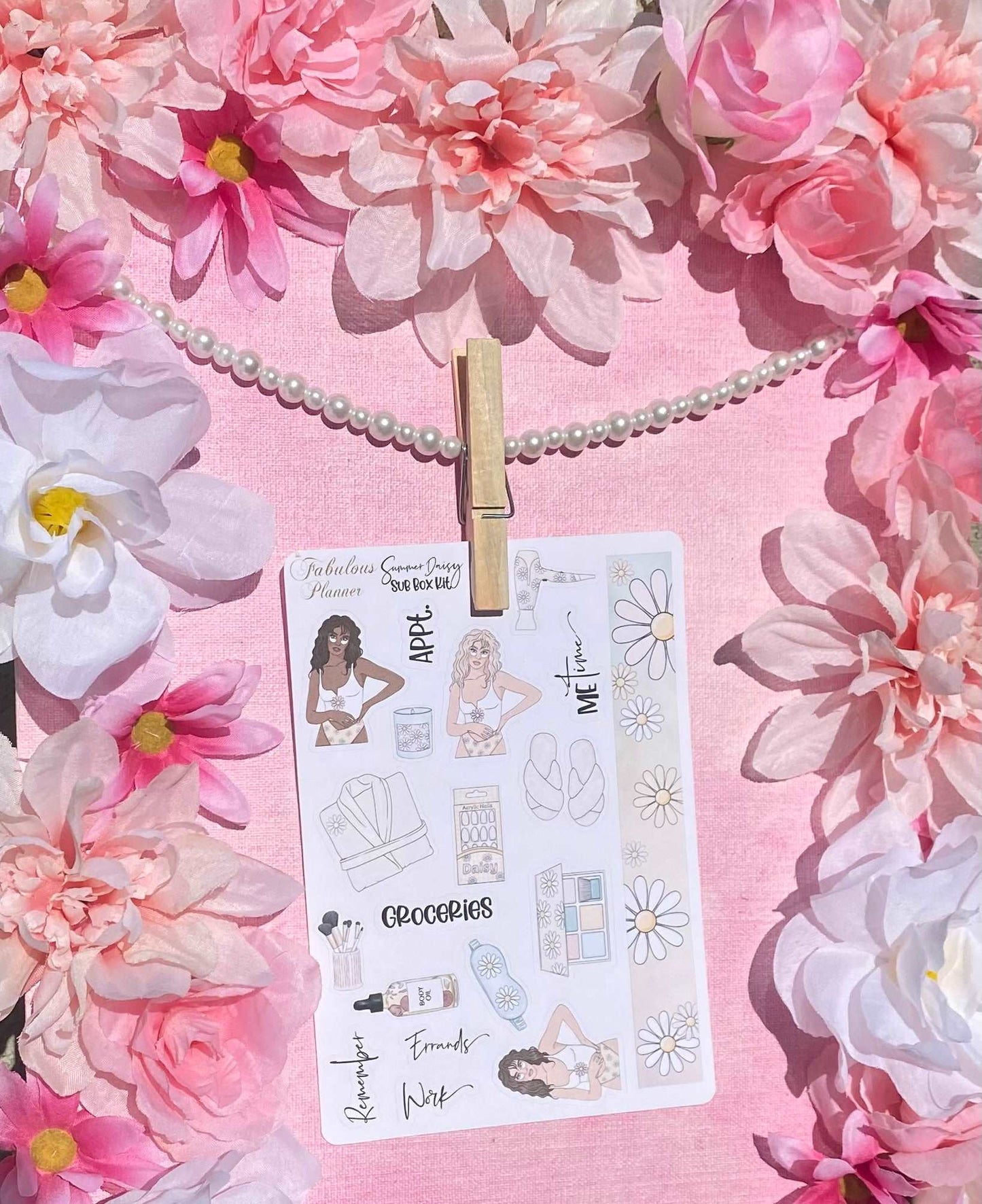 4 Sheets - Daisy Sunflower Summer Planner Stickers Kit