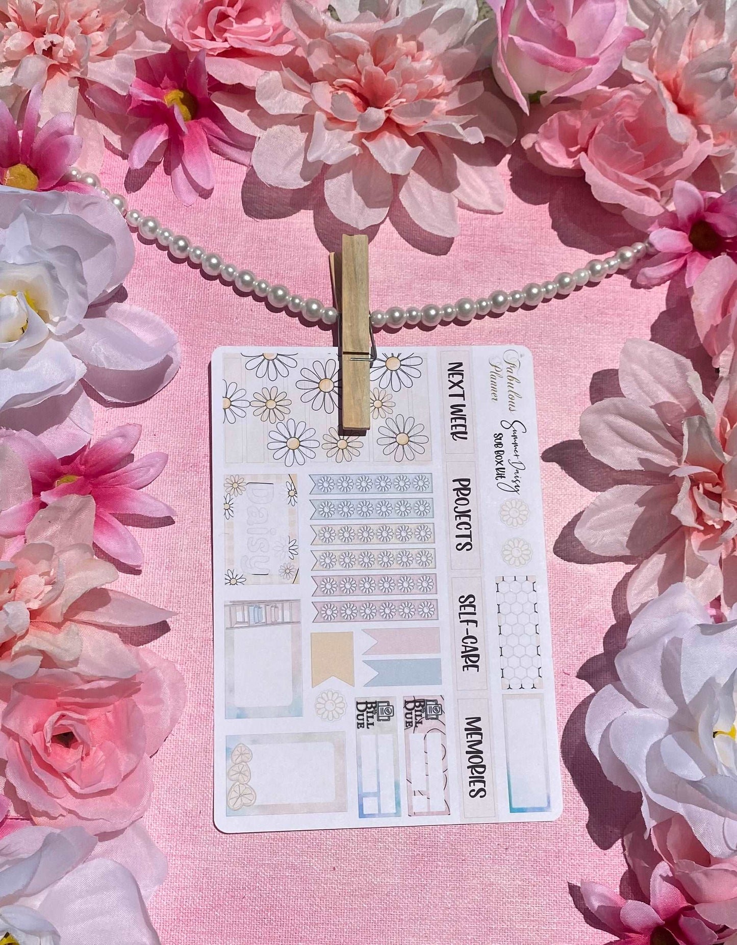 4 Sheets - Daisy Sunflower Summer Planner Stickers Kit