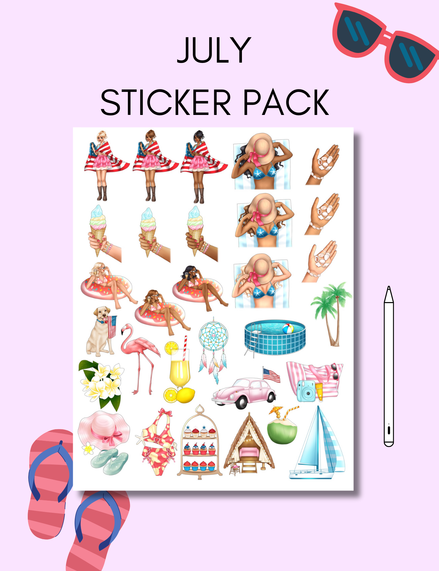July Sticker Pack – Paper & Pearl