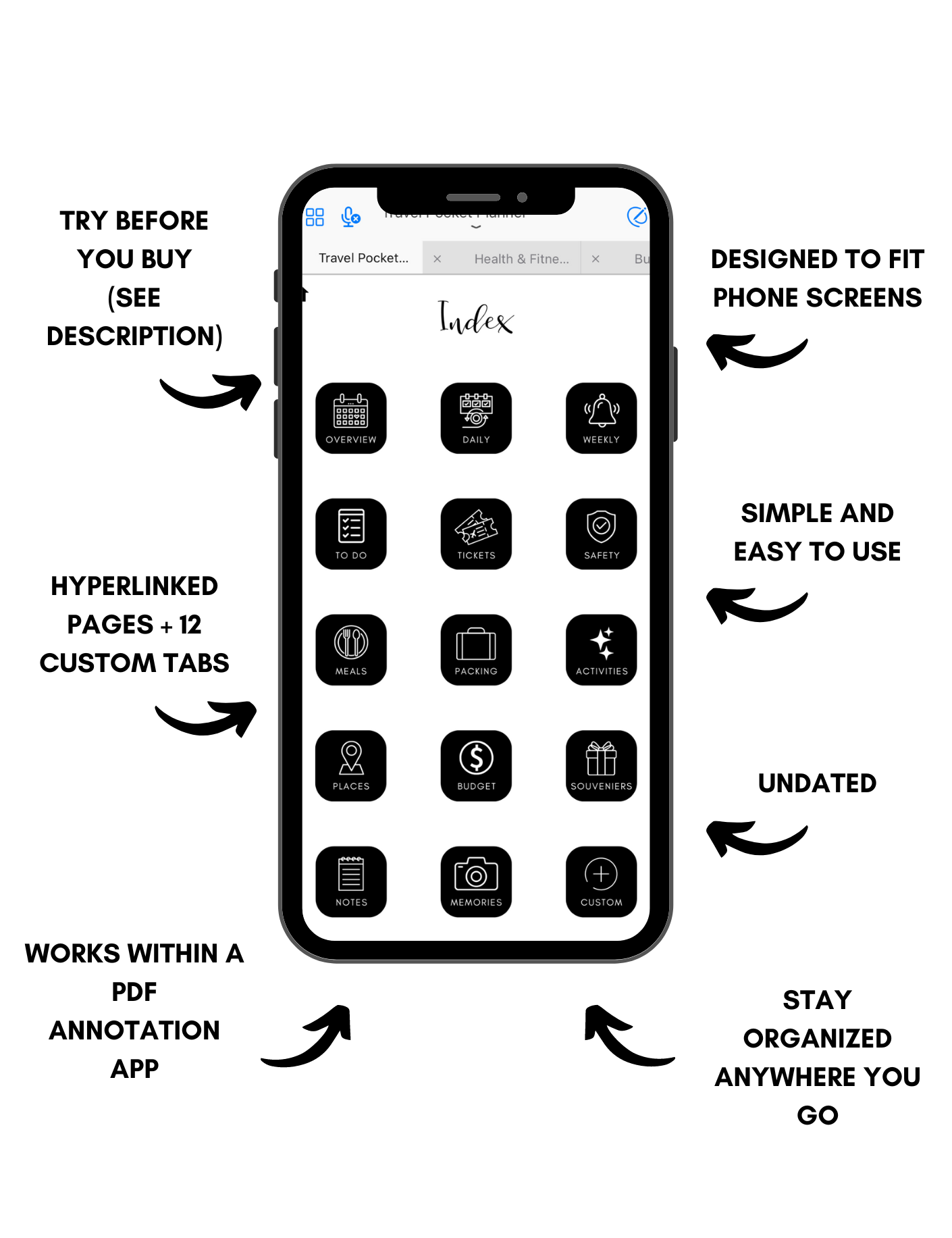 Digital Travel Phone Planner Black