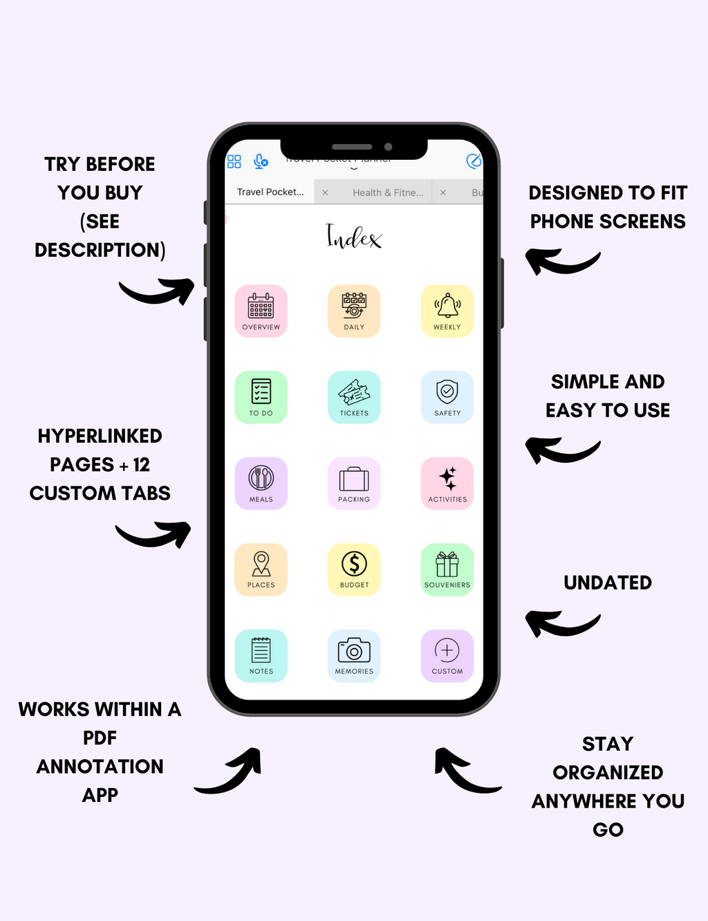 Digital Travel Phone Planner Rainbow