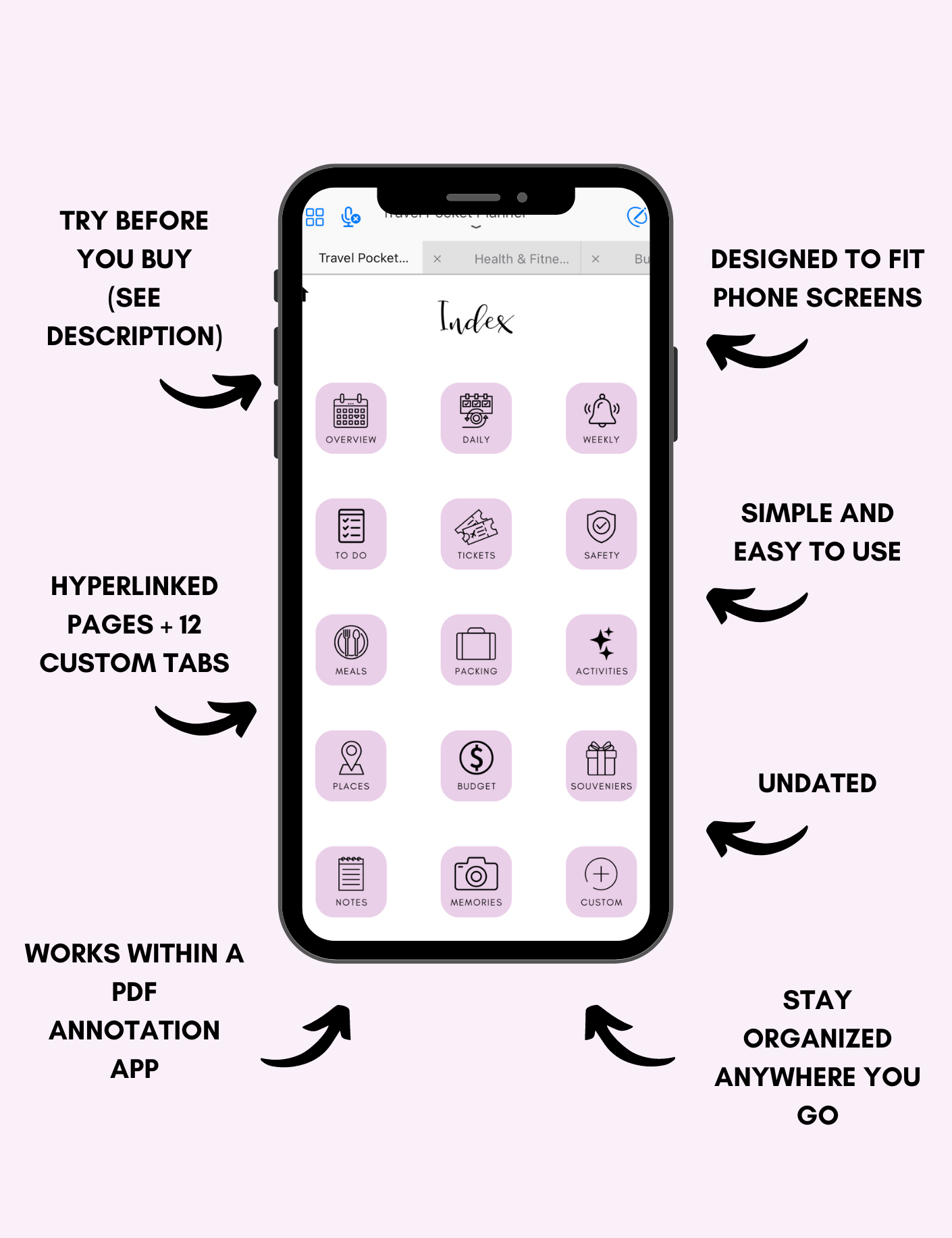 Digital Travel Phone Planner Purple