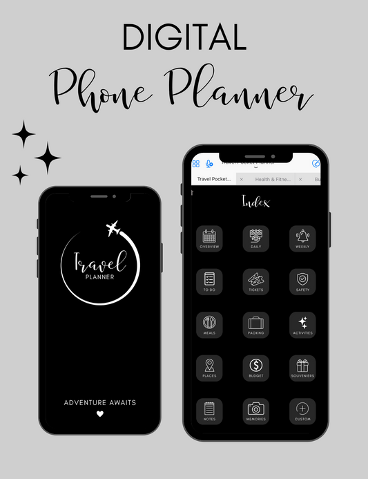 Digital Travel Phone Planner Dark Mode