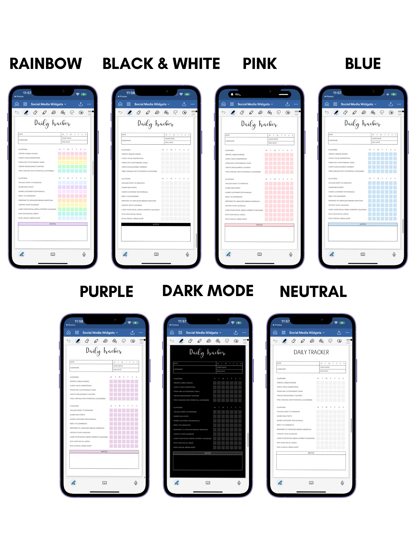 Digital Phone Planner Social Media Widgets