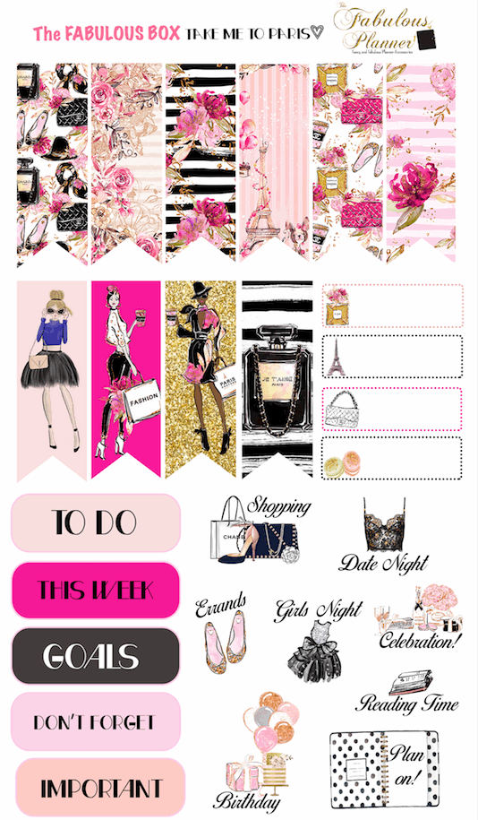 4 Sheets Take me to Paris Matte Stickers Kit