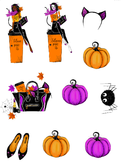 Halloween Kitty Sticker Set - 4 Sheets