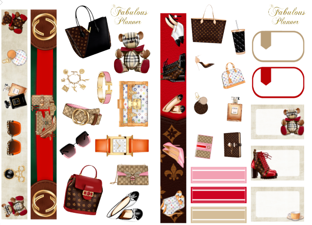 Luxe Designer Handbags and Shoes Matte Stickers Kit