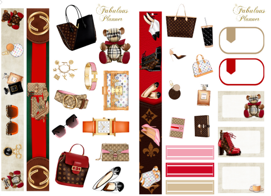 Luxe Designer Handbags and Shoes Matte Stickers Kit