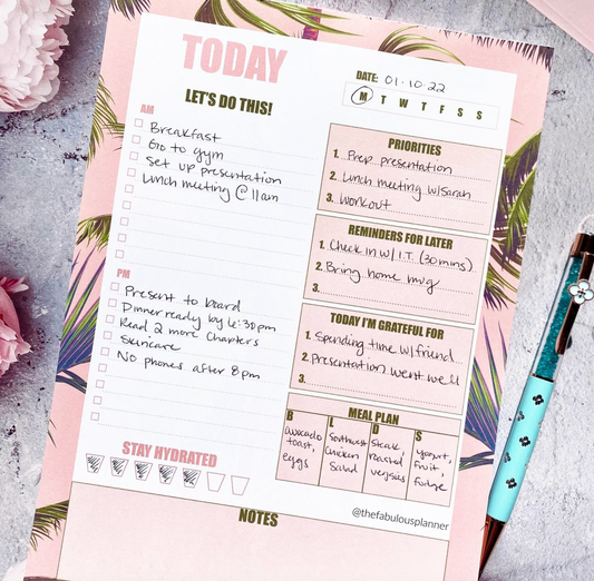 Beverly Hills Tropical Leaves Pink Daily Large Notepad