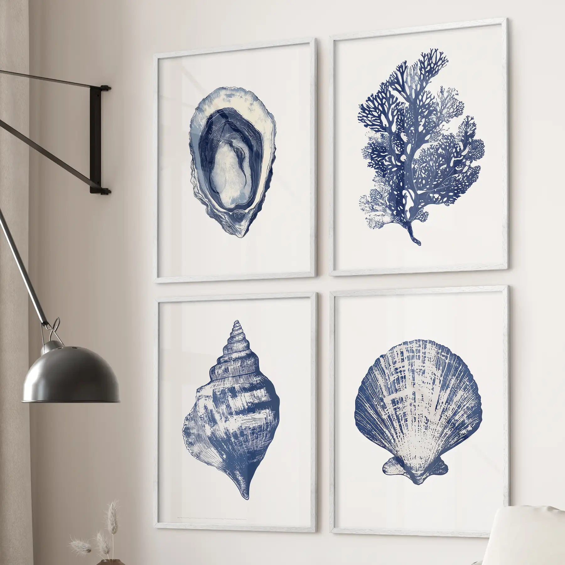 Nautical Art Seashell, Coral Prints. Set of 4 print