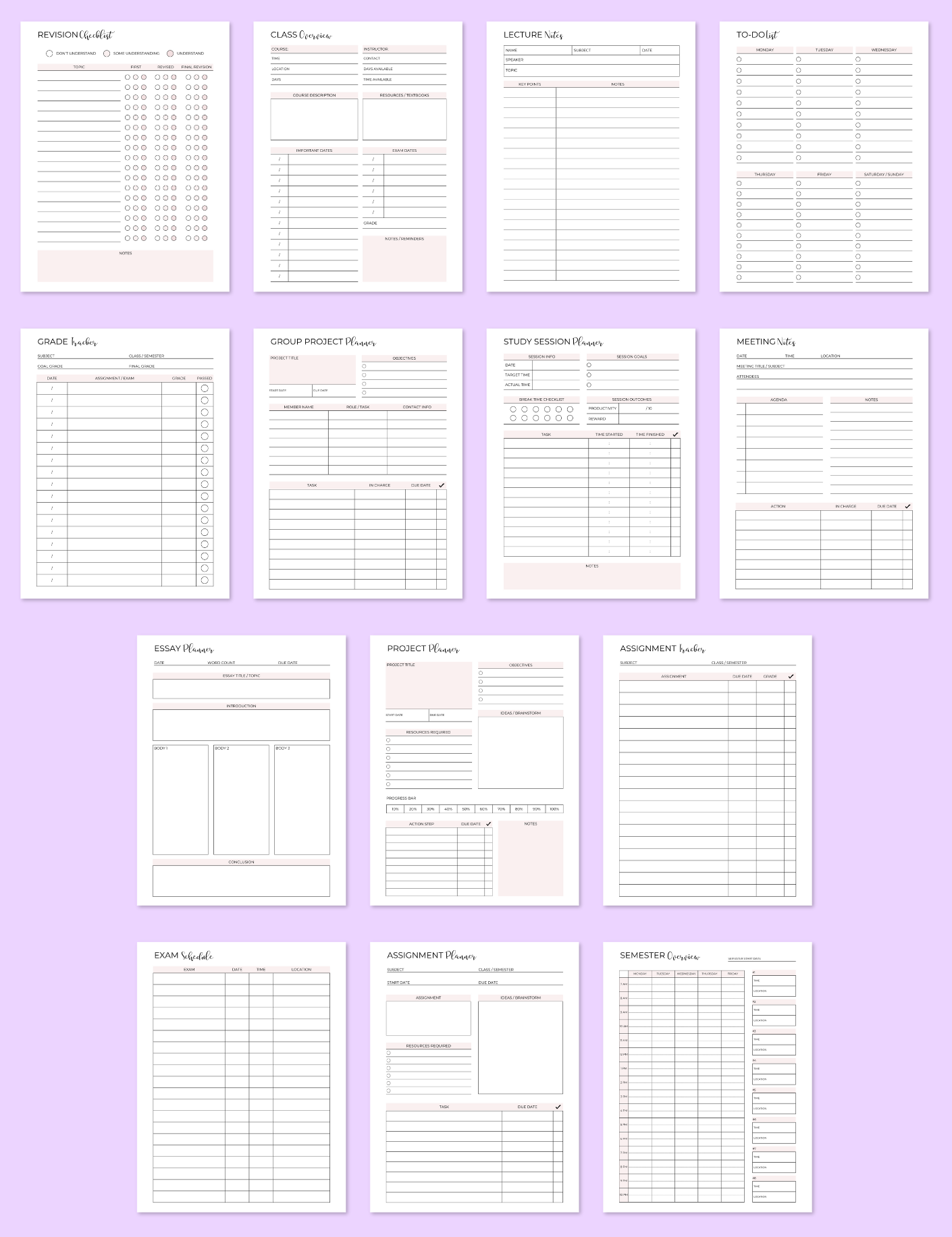 Student Planner Expansion Pack
