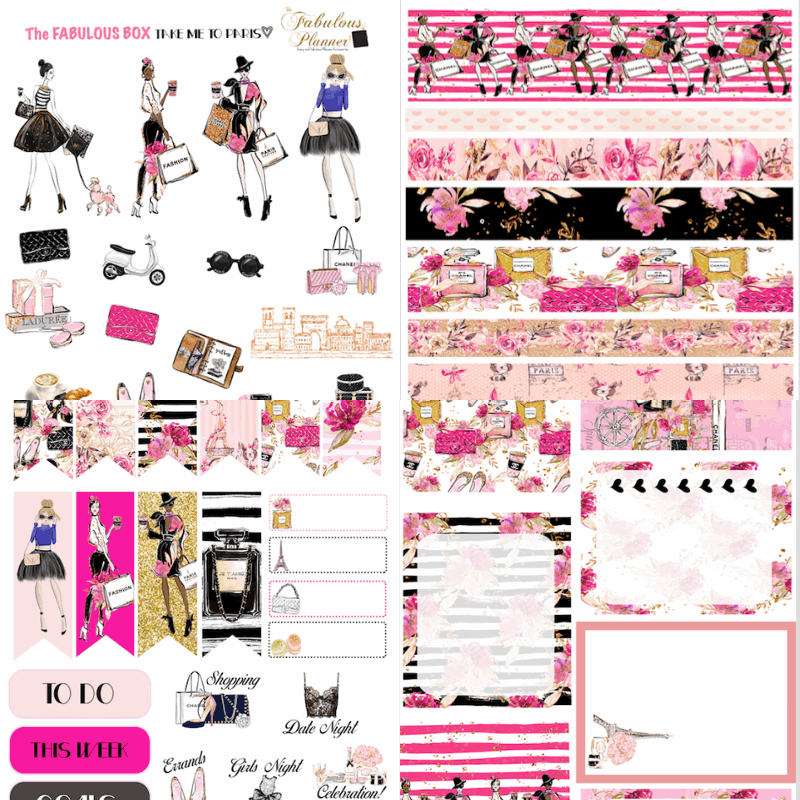 4 Sheets Take me to Paris Matte Stickers Kit