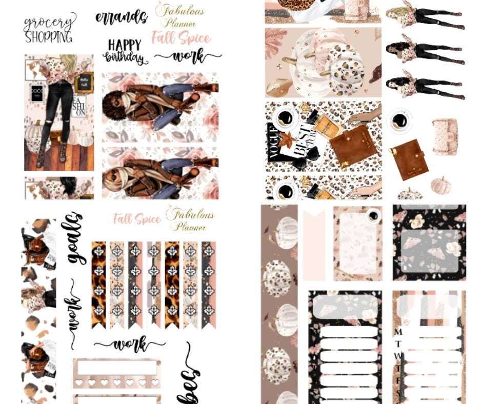 Fall Spice Stickers Kit - 4 Sheets