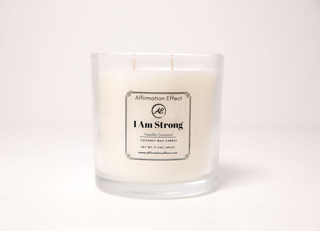 Vanilla Coconut "I Am Strong" Affirmation Candle- 17.5 oz