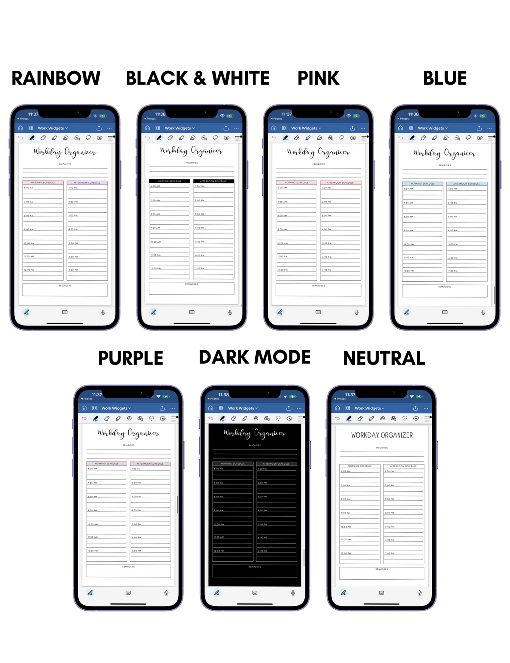 Digital Phone Planner Work Widgets