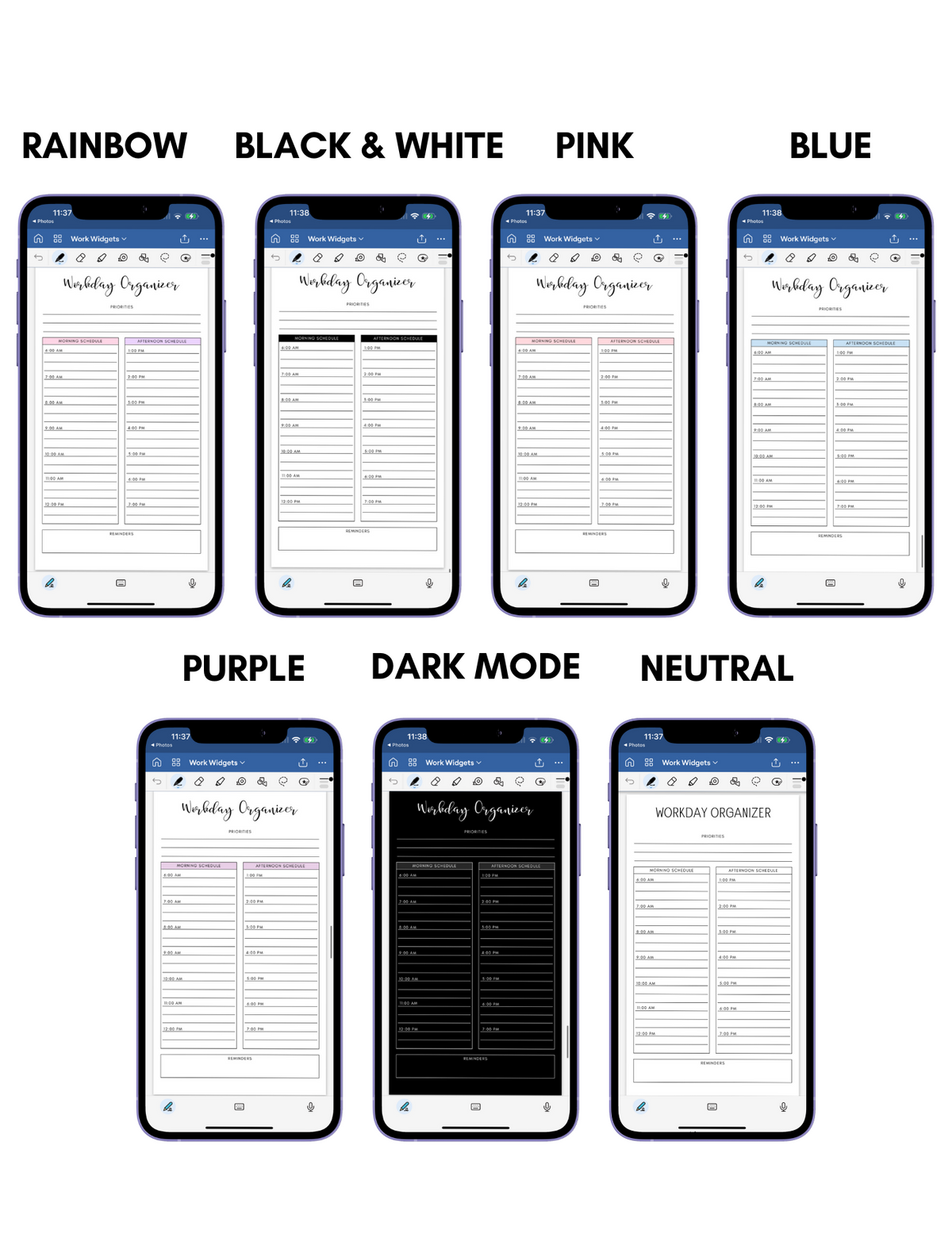 Digital Phone Planner Work Widgets