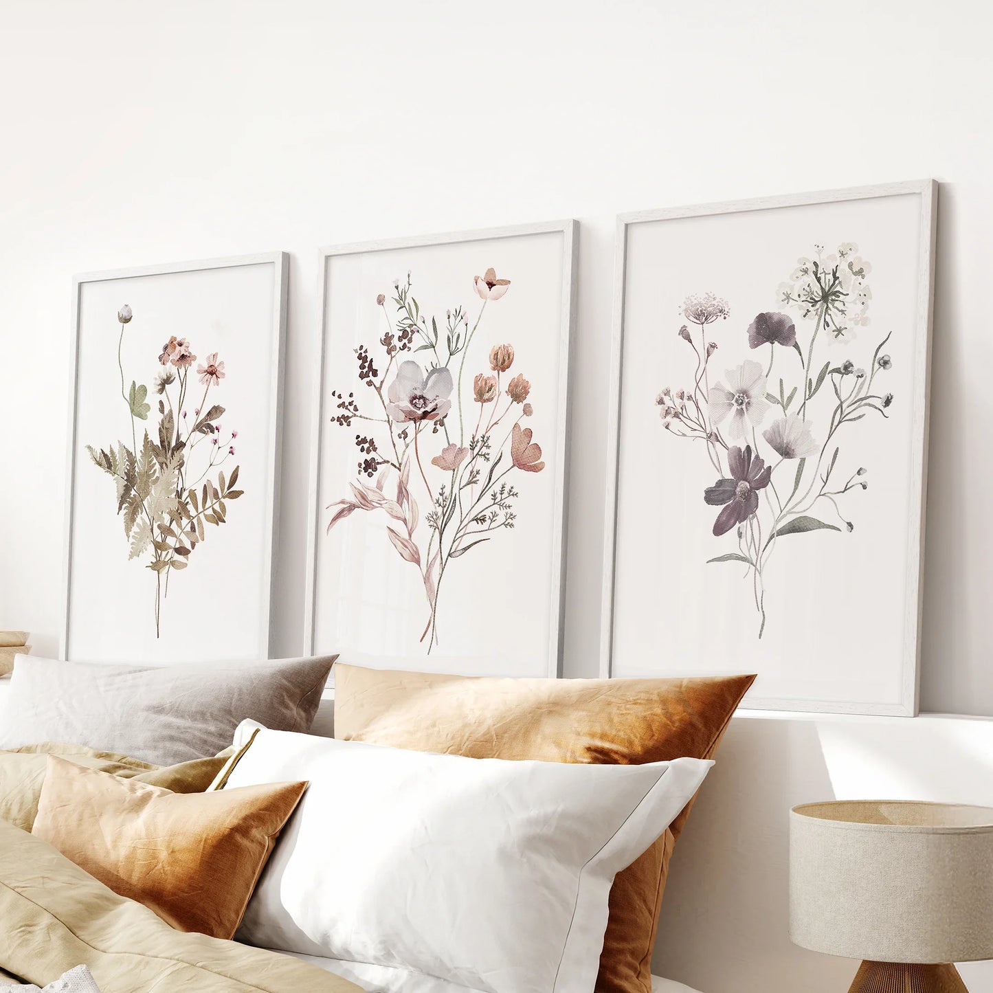 Meadow Wildflower Print Set of 3 Pieces. Watercolor Botanical Prints