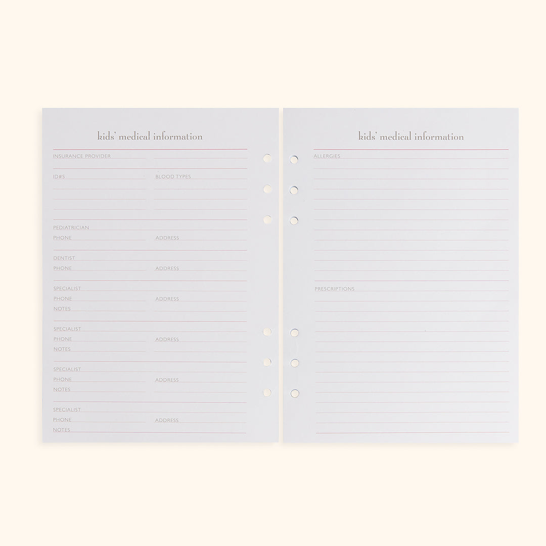 A5 Inserts for Weekly Planner Personal Portfolio 2026