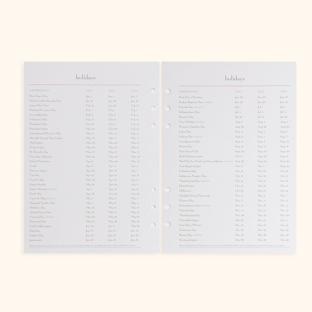 A5 Inserts for Weekly Planner Personal Portfolio 2026