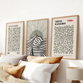 Exhibition Style Wall Art. Set of 3 Sage Green Bauhaus Prints for Apartment or Dorm