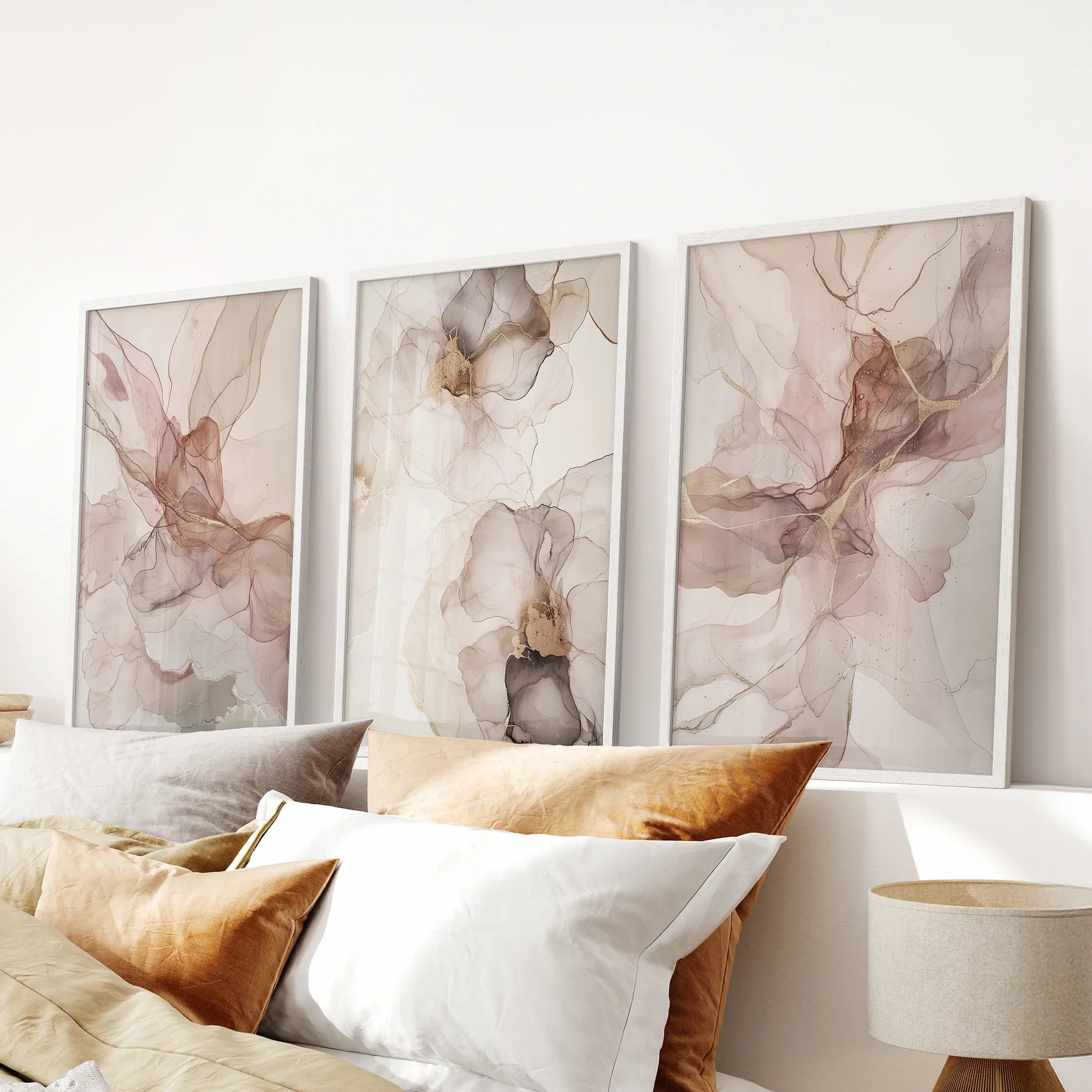 Neutral Watercolor Wall Art. Modern Minimalist Abstract Triptych