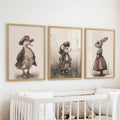Vintage Animal Nursery Wall Art Set: Duck, Mouse, Rabbit